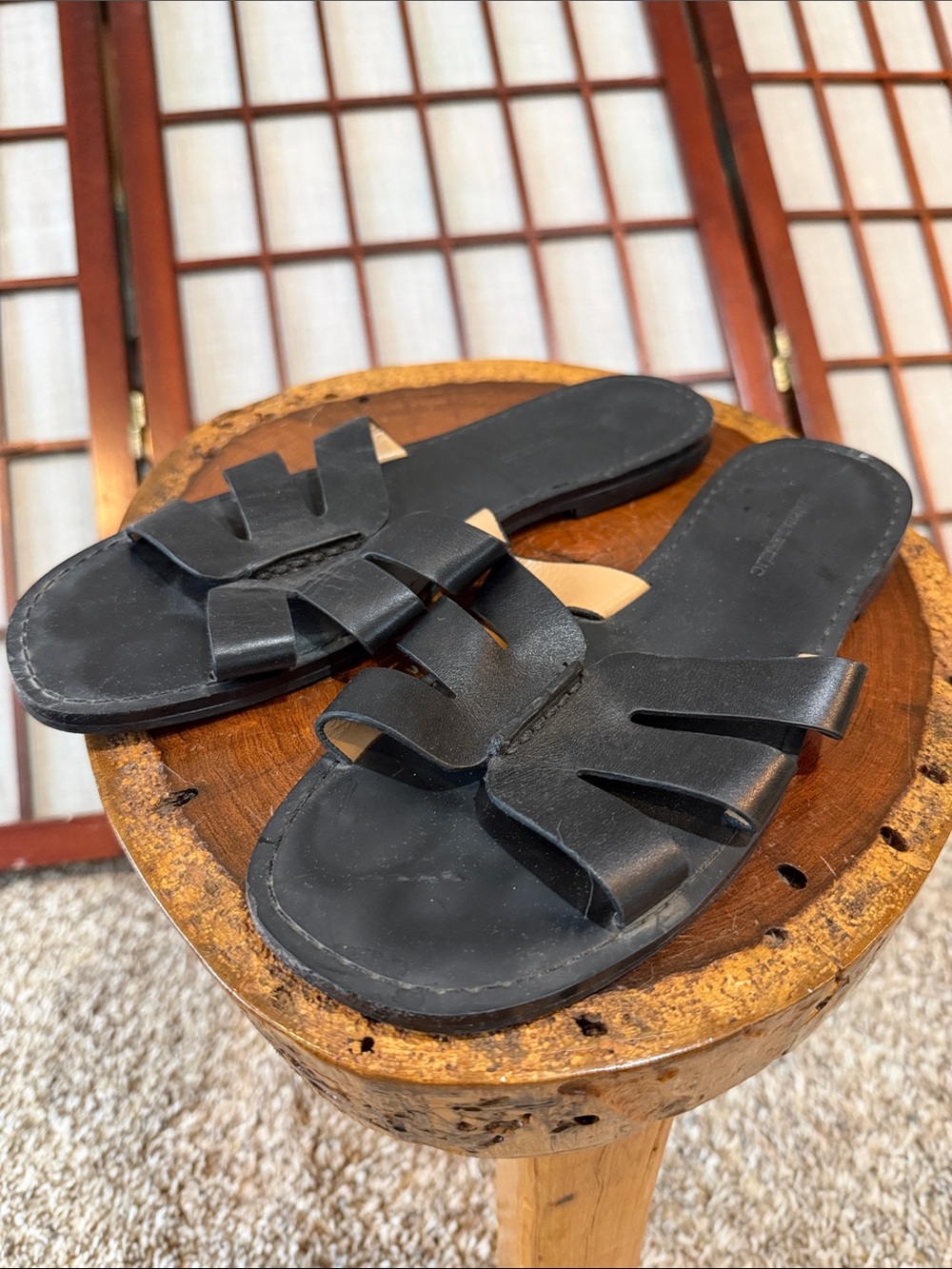 Banana Republic Black Leather Slide Sandals